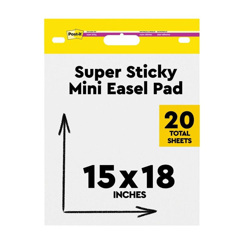 Post-it Super Sticky Mini Easel Pad - White, 15 x 18 Inches, 1 Pad