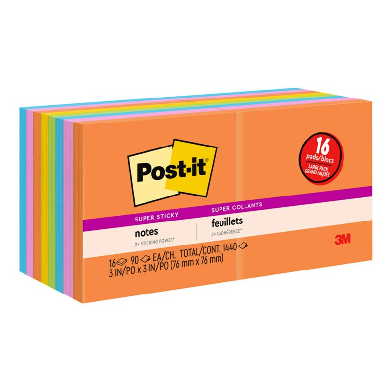 Post-it Super Sticky Notes 3x3 Inches - Rio de Janeiro Pack of 16 Pads