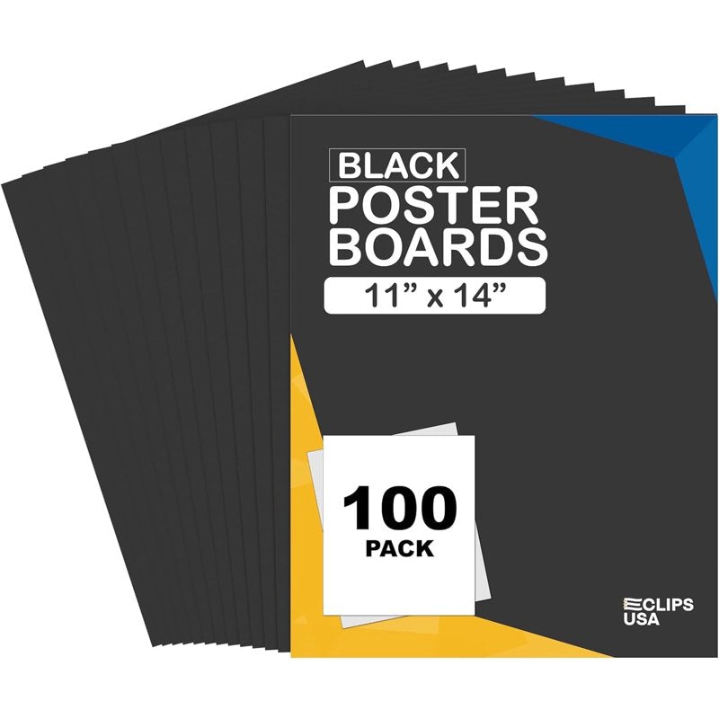 Large Black Poster Board 11 x 14 Inches - Bulk 100-Pack for School & Crafts