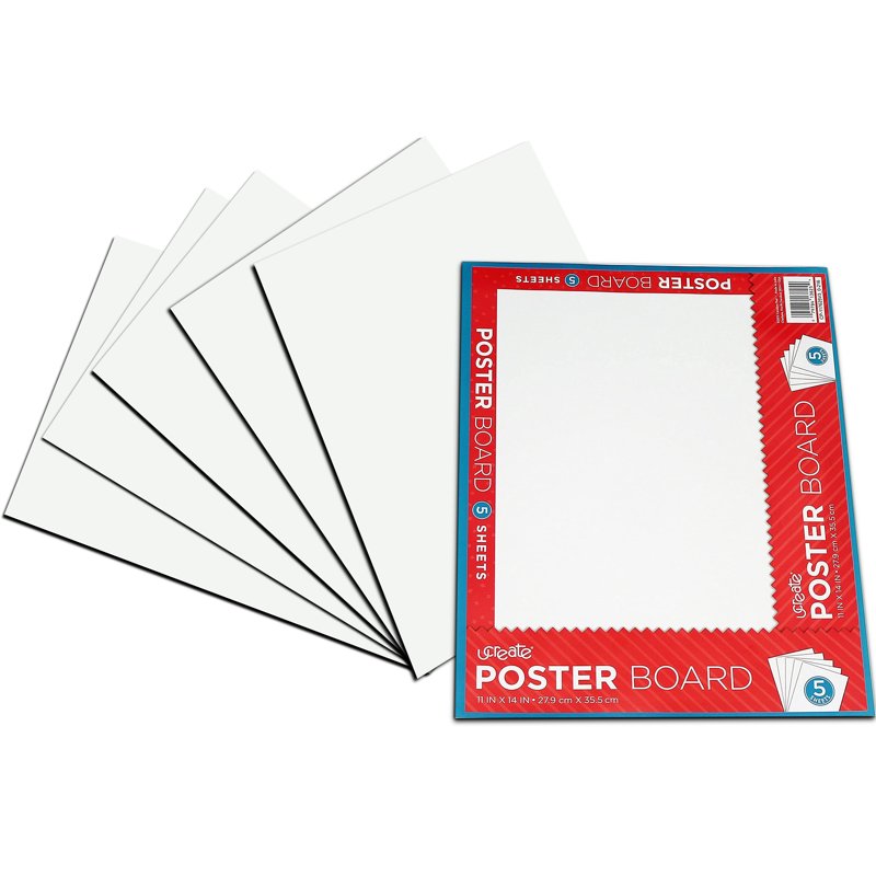 White Poster Board 11x14 Inches - Pack of 5 Display & Craft Sheets