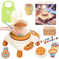 Kids Pottery Wheel Set with Air Dry Clay & Paint Craft Kit for Ages 8-12