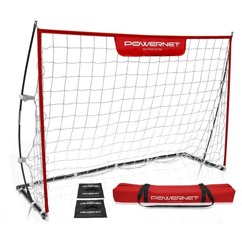 PowerNet 6x4 ft Portable Soccer Goal – Collapsible Pop-Up Goal with Fiberglass Poles, Includes Storage Bag and Sandbags