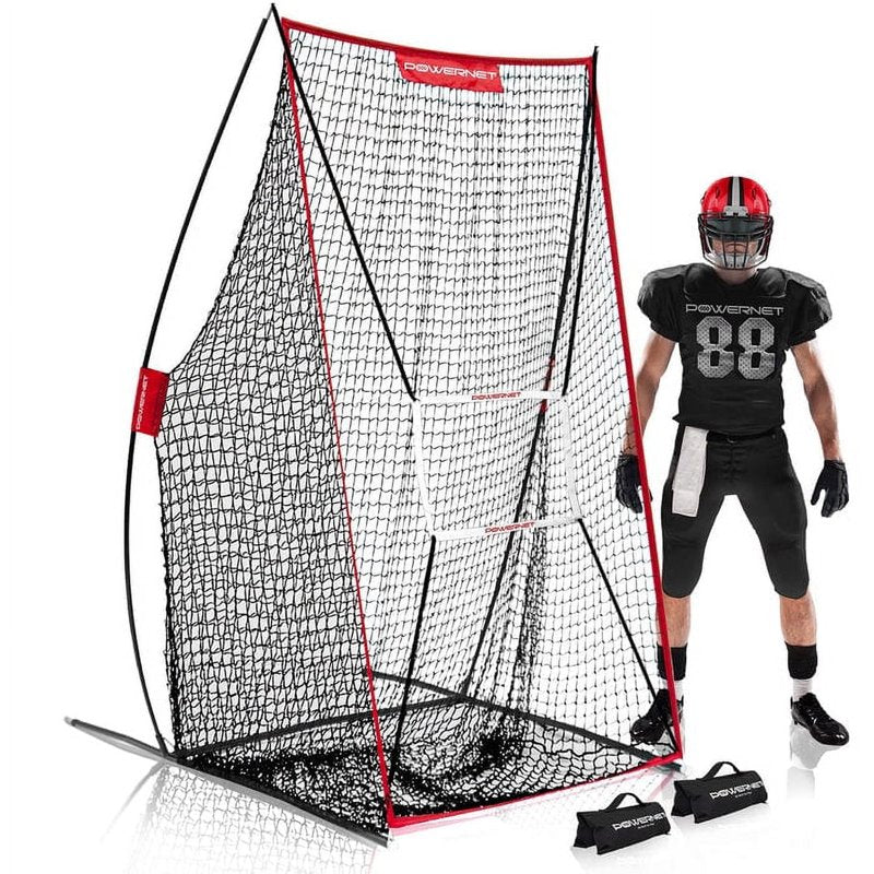 Football Kicking Net Practice Equipment 7x4 FT with Target & Stability Stakes