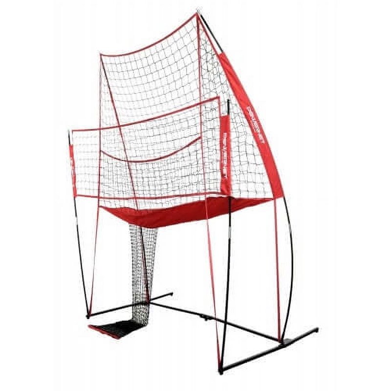 Portable Volleyball Practice Station with Large Net and Carry Bag