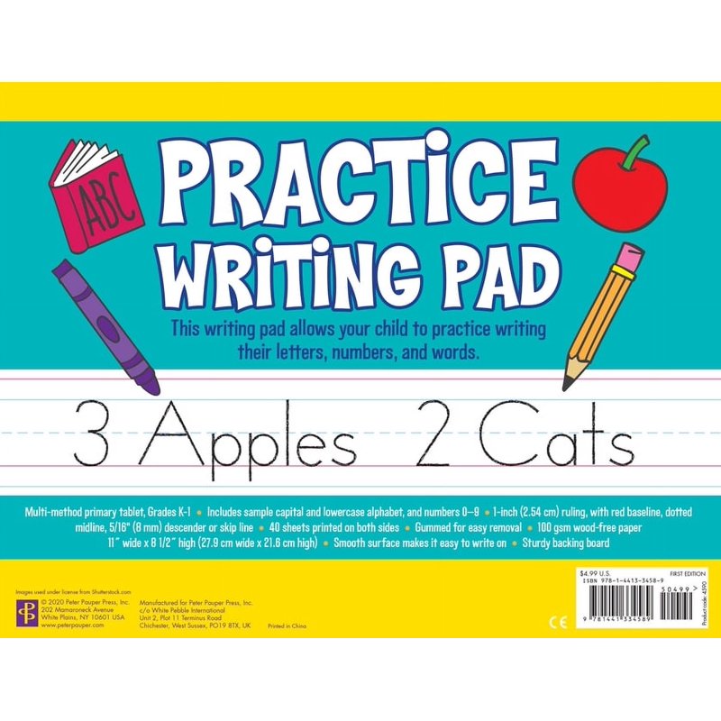 Practice Writing Pad with 80 Sheets - Handwriting Practice for Kids & Students