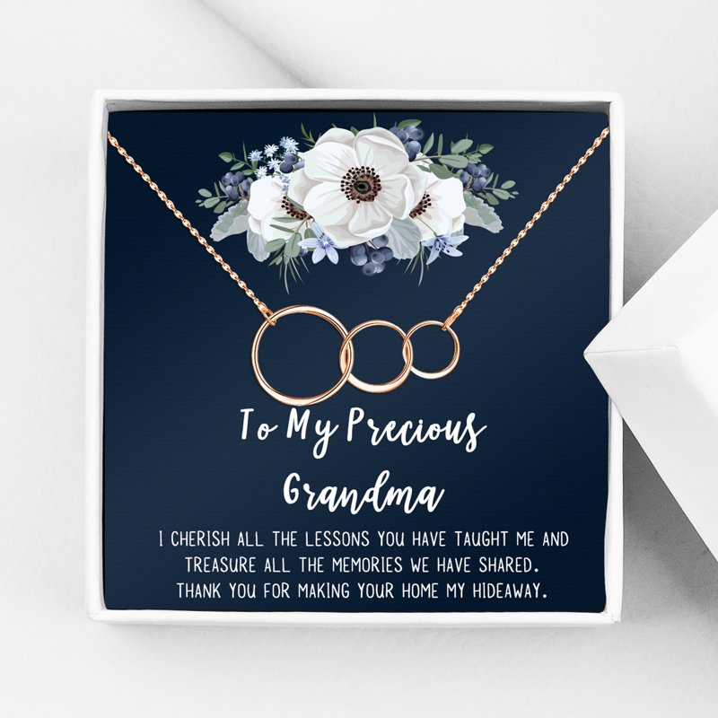 Mother's Day Necklace for Grandma Dainty Stainless Steel Gift with Card