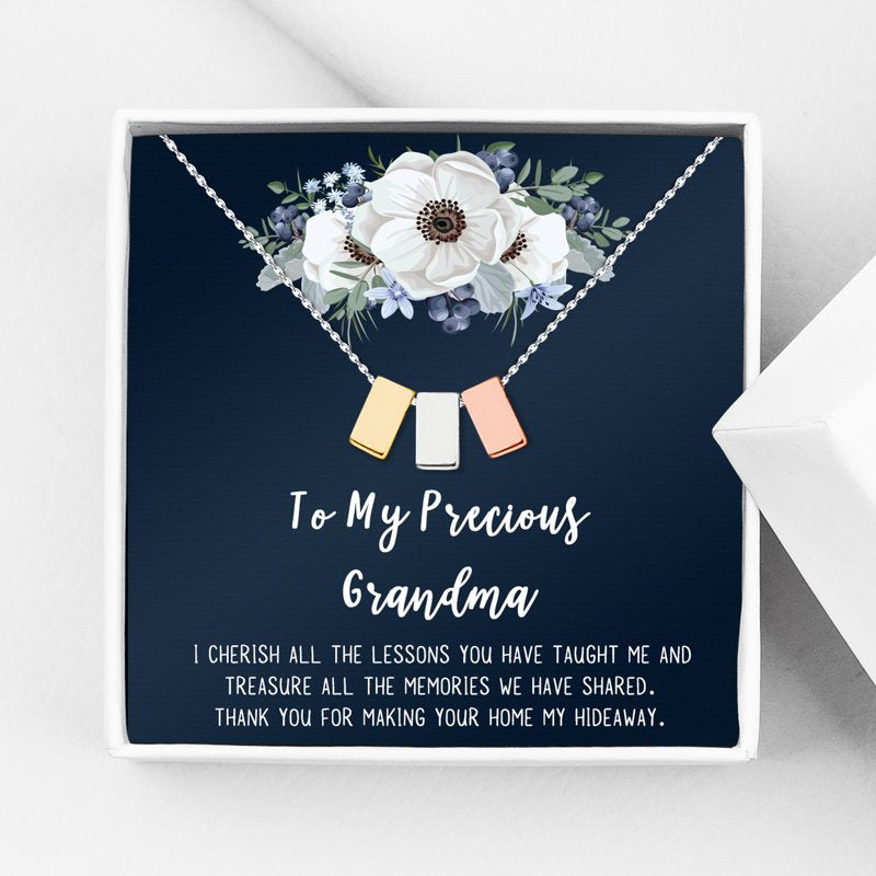Mother's Day Necklace Gift for Grandmother - Dainty Stainless Steel Pendant & Card