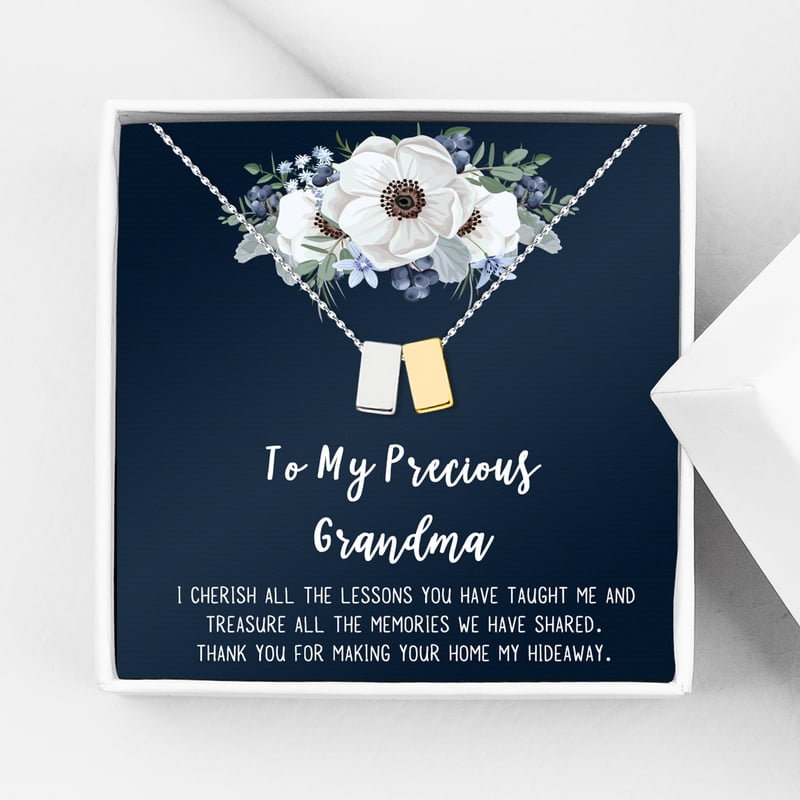Mother's Day Gift Necklace for Grandmother - Silver & Gold Cube or Rings
