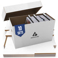 10 Pack Premium Short Comic Book Storage Boxes with Lids – White Cardboard 150-175 Books