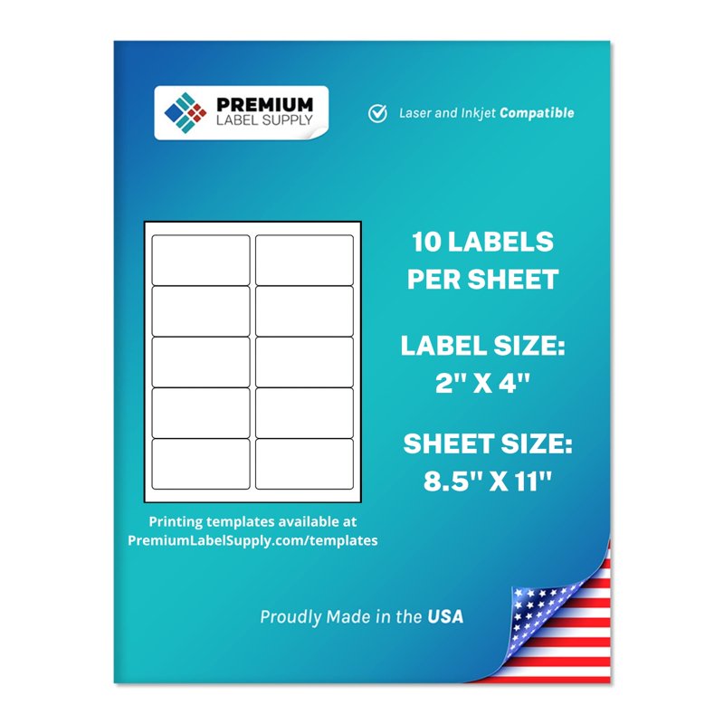 Premium Label Supply White Address Labels - 2x4 Inches, Printable, 250+ Sheets