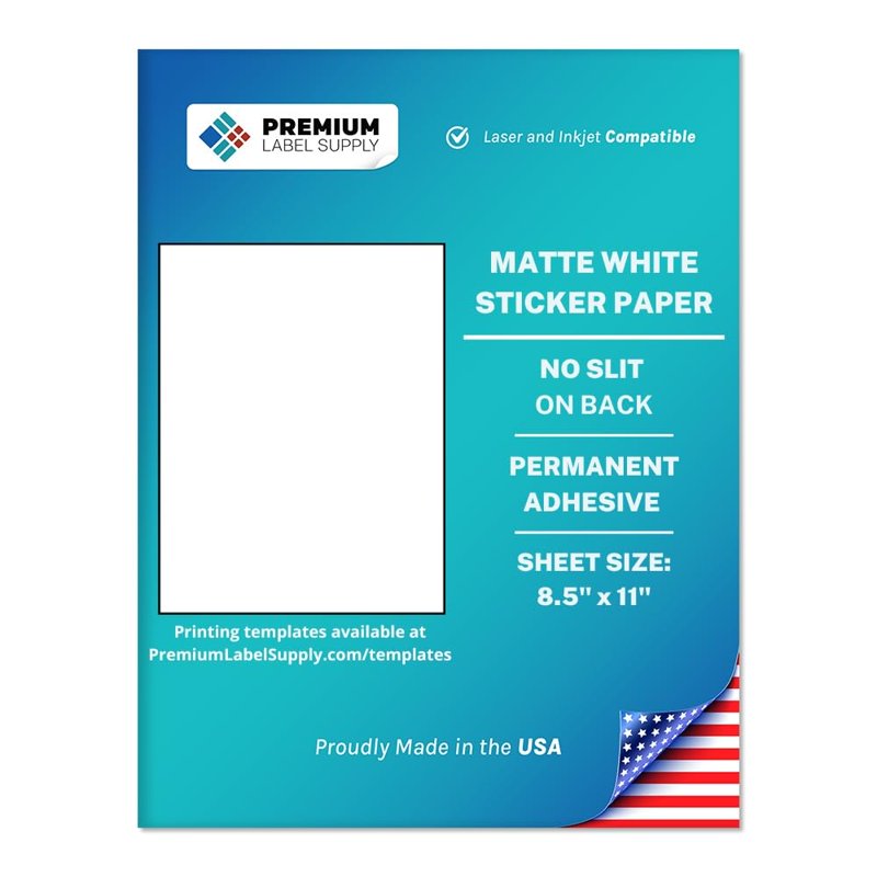 Premium Label Supply Full Sheet Sticker Paper for Laser & Inkjet Printers