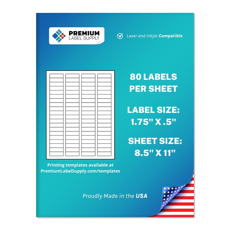 Premium Label Supply White Return Address Labels 1.75x0.5 Inches - Compatible with Laser & Inkjet - Bulk Pack of 2000