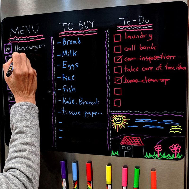 Magnetic Wall Dry Erase Board for Fridge 17.5x13.5in with Neon Markers