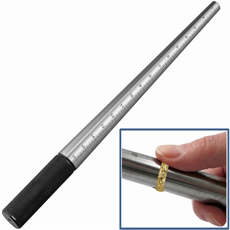 Graduated Steel Ring Mandrel for Jewelry Sizing and Repairs - Size 1-16