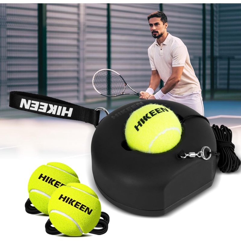 Portable Tennis Rebounder Set with Metal Base and Elastic Balls for Solo Practice