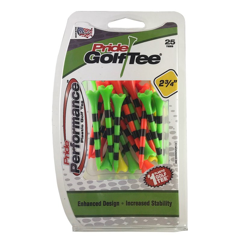 Plastic Golf Tees with Low-Resistance Head - Longer Drives, Durable & Stable - 25 Count