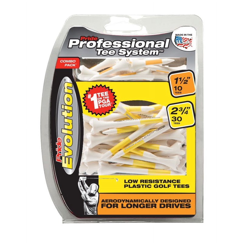 Plastic Golf Tees Combo Pack - 2-3/4" and 1-1/2" Durable Low-Resistance Heads