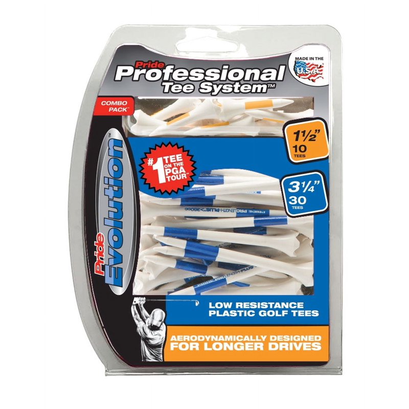 Plastic Golf Tees Combo Pack - 40 Count, Low-Resistance, Durable Performance