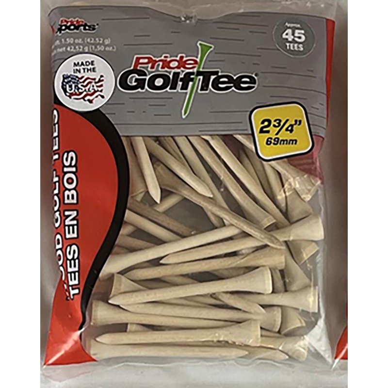 Golf Tees 2 3/4 Inch Natural Hardwood Durable Performance 45 Count