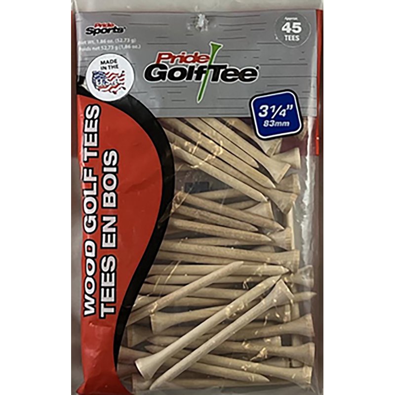 Golf Tees 3.25 Inch Natural Hardwood Pack - Durable Oversized Driver Tees