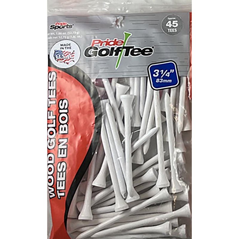 White Hardwood Golf Tees 3.25 Inch - Durable Long Drive Golf Tees, 45 Count