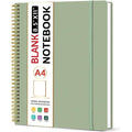 Large A4 Spiral Blank Notebook for Sketching & Journaling - 8.5x11 Inches, Green
