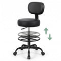 Adjustable Drafting Office Chair with Backrest - PU Leather, Thick Cushion, 300lb Capacity