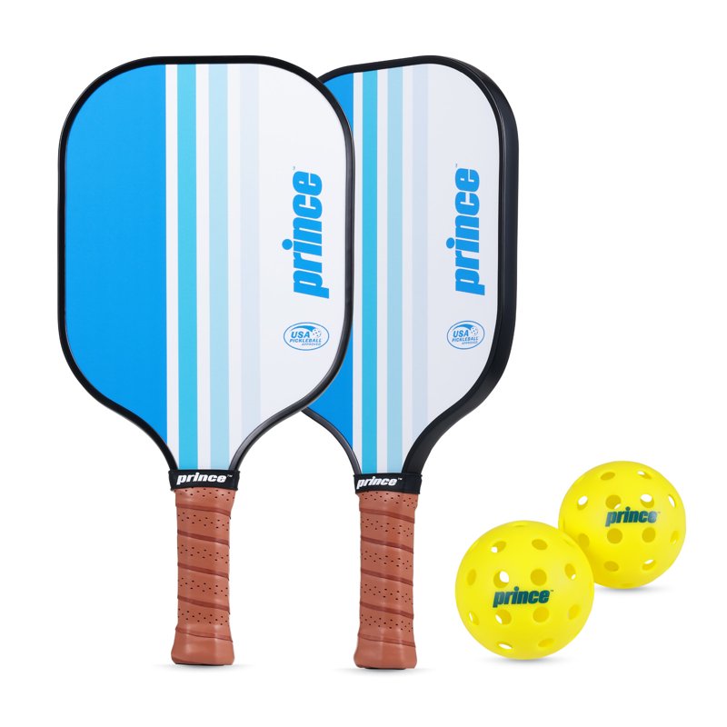 Prince Blue 5-Piece Fiberglass Pickleball Set with Paddles, Balls, & Clear Backpack