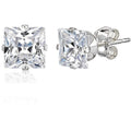 Sterling Silver Princess-Cut CZ Stud Earrings - Multiple Sizes & Styles