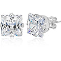 Sterling Silver CZ Stud Earrings with Princess-Cut and Round-Cut Options, 4-8mm - Women's Jewelry