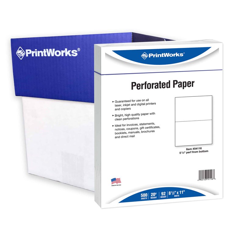Perforated Printer Paper 8.5 x 11 Inch 2500 Sheets for W-2 1099 Statements