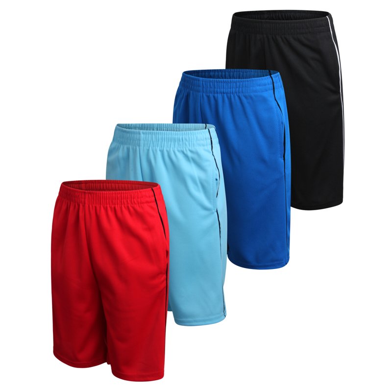 Kids Athletic Shorts 4 Pack, Breathable Mesh, Quick-Dry Gym & Basketball Wear