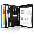 Leather Portfolio Binder with Zipper Notepad and Tablet Sleeve - Business Organizer