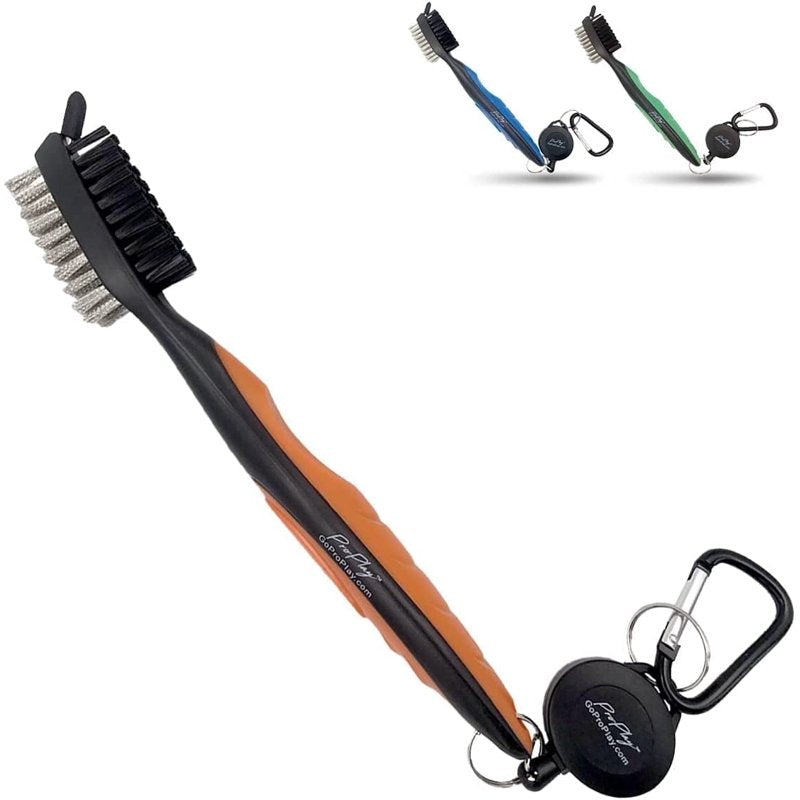 Golf Club Cleaner Brush and Groove Cleaner Tool - Retractable Carabiner, Lightweight