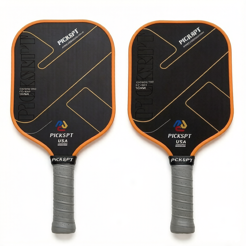 Orange 2-Paddle Pickleball Set, USAPA Approved, 16mm Carbon Fiber Core