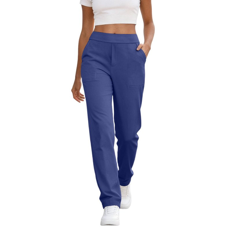 Women’s Elastic High Waist Pull-On Yoga Pants with Pockets - Casual & Athletic Fit