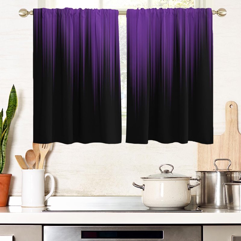 Ombre Kitchen & Bathroom Window Curtain Tiers - 2 Panels, Rod Pocket, Small Size