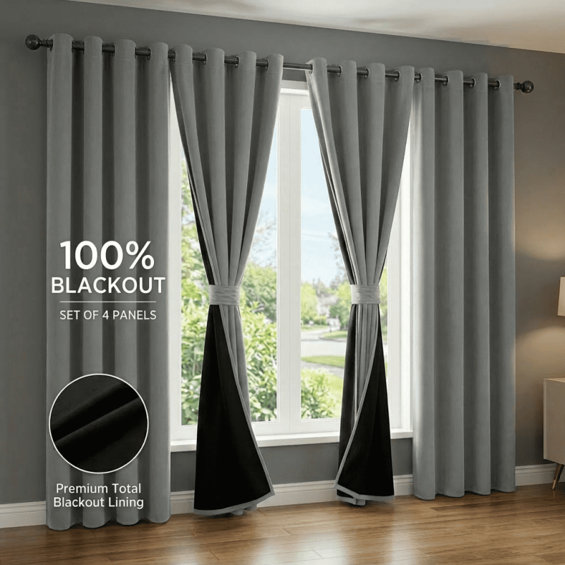Blackout Thermal Insulated Grommet Curtains - Room Darkening Window Drapes