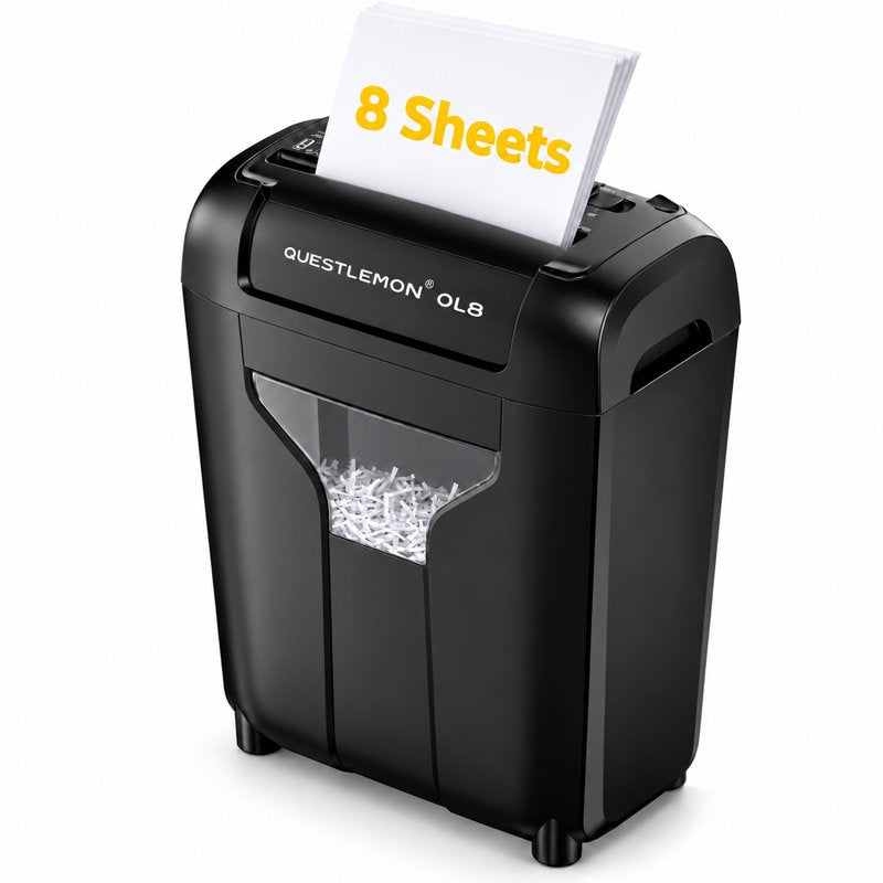 8-Sheet Cross Cut Paper & Credit Card Shredder with 4.8Gal Bin for Home Office