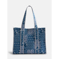Women's Quilted Tote Bag with Allover Print & Gingham Accents