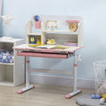 Height Adjustable Kids Desk with Storage & Tilt-Top Surface - Pink