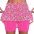 Women's Floral Tennis Skirt High Waist Stretchy Summer Skorts with Inner Shorts