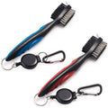Golf Club Groove Cleaner Brush Set with Retractable Zip-Line & Carabiner