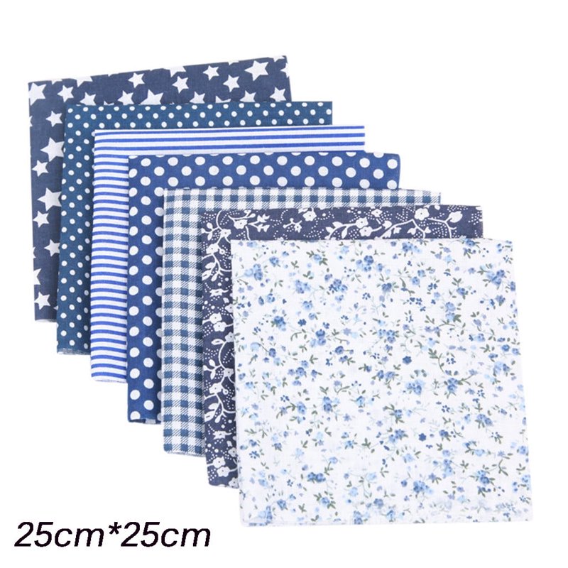 Fabric Quilt Squares Bundle - 7 Pre-Cut Cotton Patchwork Squares for Sewing & Crafting