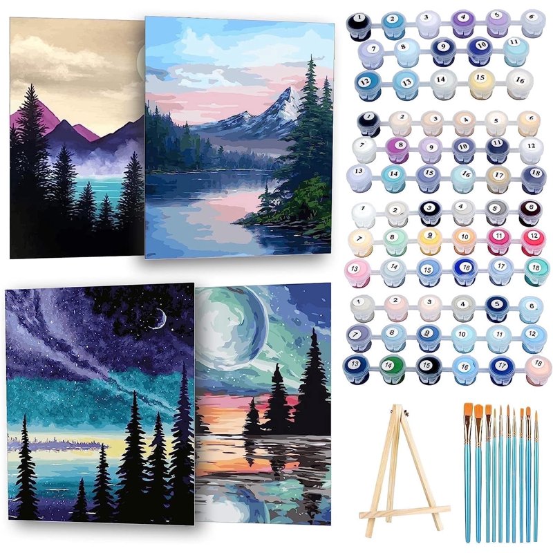 Paint by Numbers Kit for Adults & Kids - DIY Art & Craft Set with Canvas, Paints & Easel