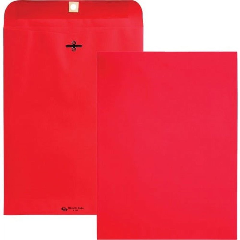 Brightly Colored 9x12 Clasp Envelopes - Red, 28 lb, Pack of 10