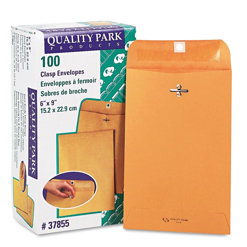 6 x 9 Brown Kraft Clasp Envelopes - 28lb Document Mailers, 100 Pack
