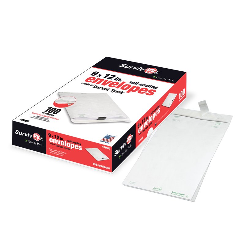9x12 Water-Resistant Tyvek Envelopes - White, Pack of 100