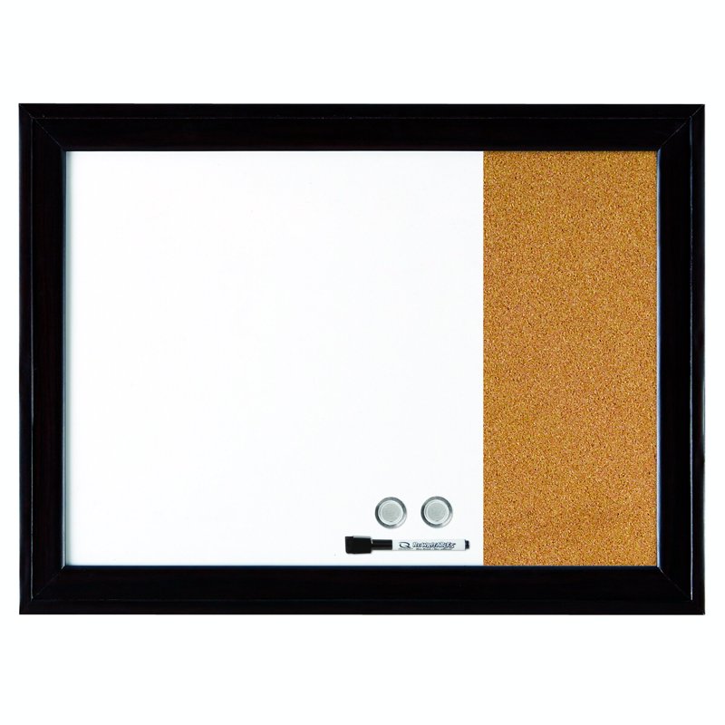 Magnetic Dry-Erase Whiteboard 2' x 1.5' with Cork Bulletin Board