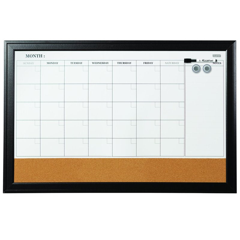 Magnetic Combination Calendar Board for Home & Office - 23x35 Inches, Dry-Erase & Cork Surface